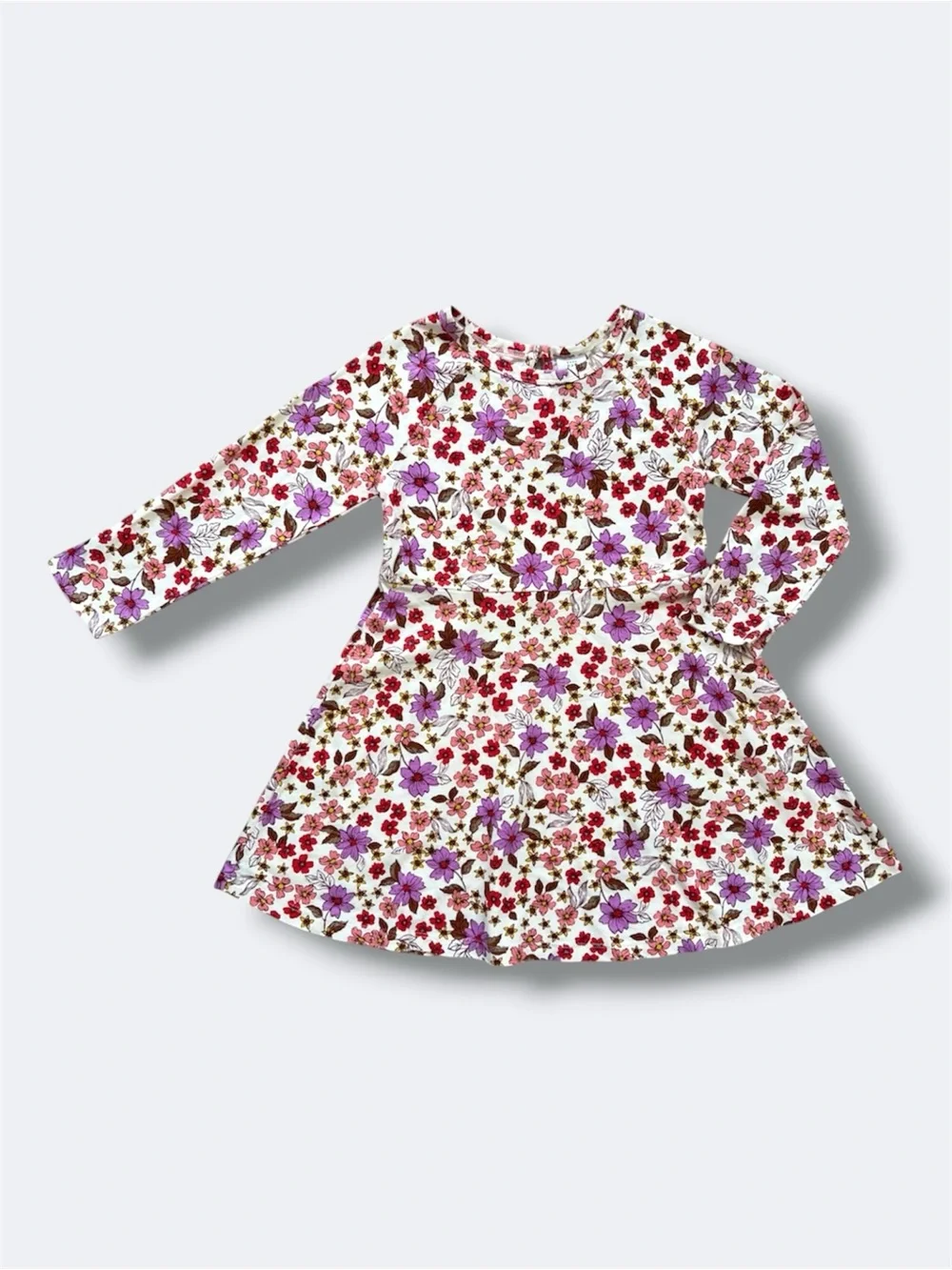 🌵3/$20 Baby Gap Floral Dress Girls Size 5 Pink Purple Long Sleeve Skater Twirl